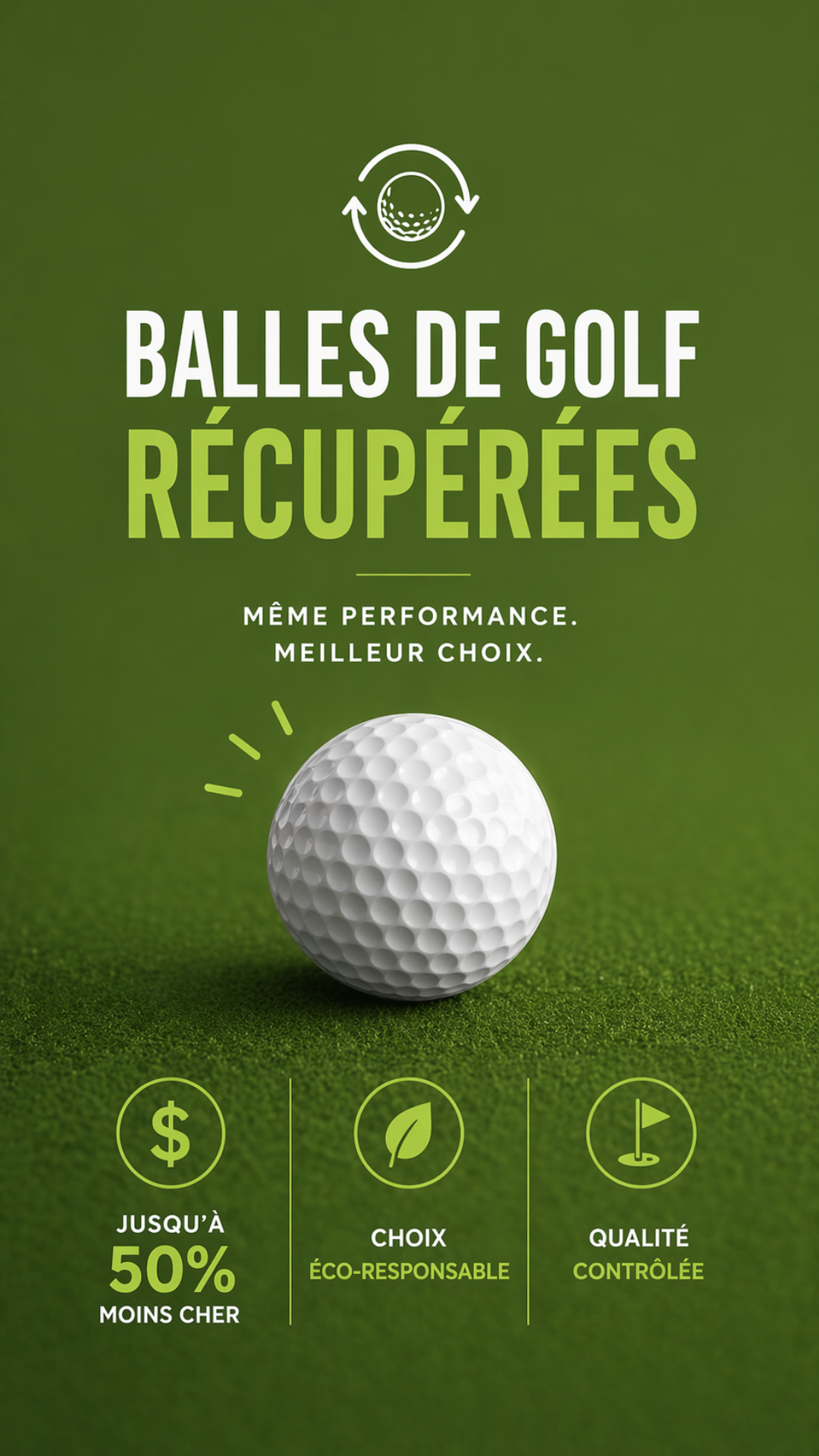Publicité balles de golf récupérées